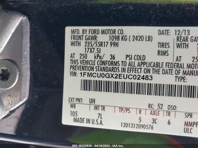 Ford ESCAPE SE 2014 1FMCU0GX2EUC02483 Image 9