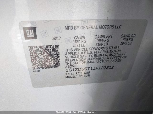 1G1ZD5ST1JF122812 Chevrolet MALIBU LT