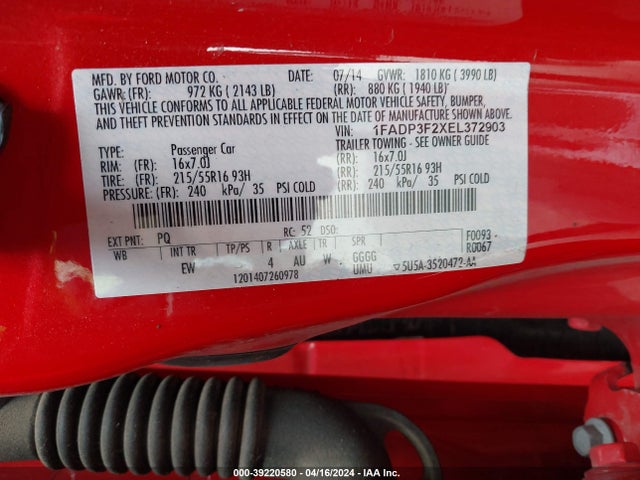 Ford FOCUS SE 2014 1FADP3F2XEL372903 Image 9