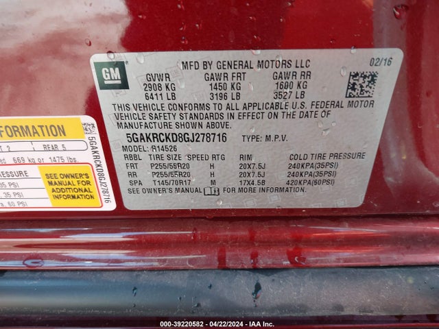 5GAKRCKD8GJ278716 Buick Enclave Premium