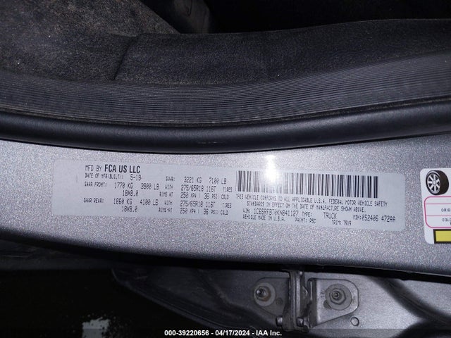 1C6SRFBT0KN841127 RAM 1500 Big Horn/lone Star Quad Cab 4x4 6'4 Box