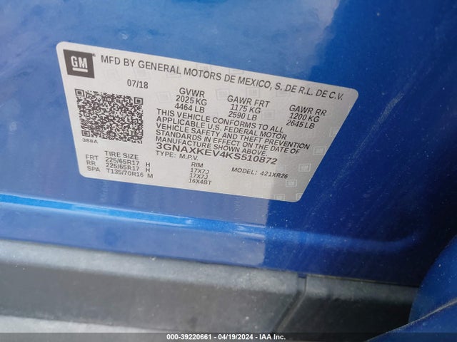 Chevrolet EQUINOX LT 2019 3GNAXKEV4KS510872 Image 9