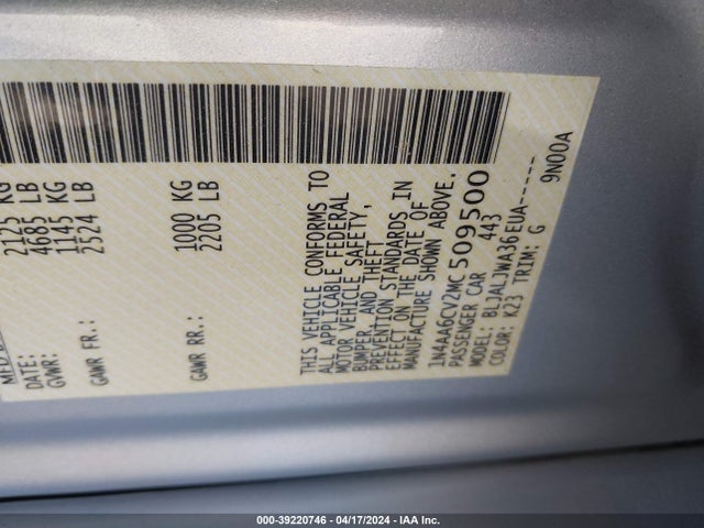 Nissan Maxima Sv Xtronic Cvt 2021 1N4AA6CV2MC509500 Image 9