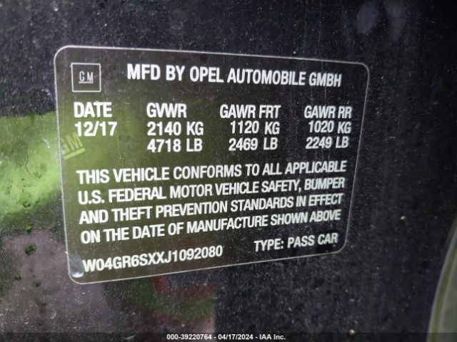 W04GR6SXXJ1092080 Buick Regal Sportback Essence
