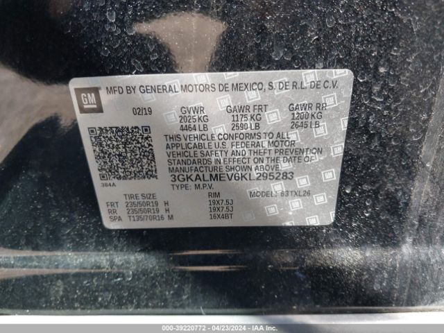 3GKALMEV6KL295283 GMC Terrain Sle