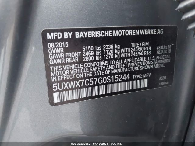 5UXWX7C57G0S15244 BMW X3 Xdrive35i
