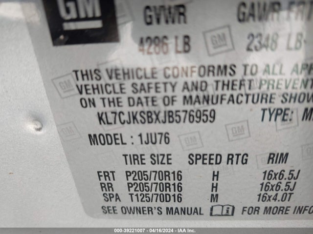 Chevrolet TRAX LS 2018 KL7CJKSBXJB576959 Image 9