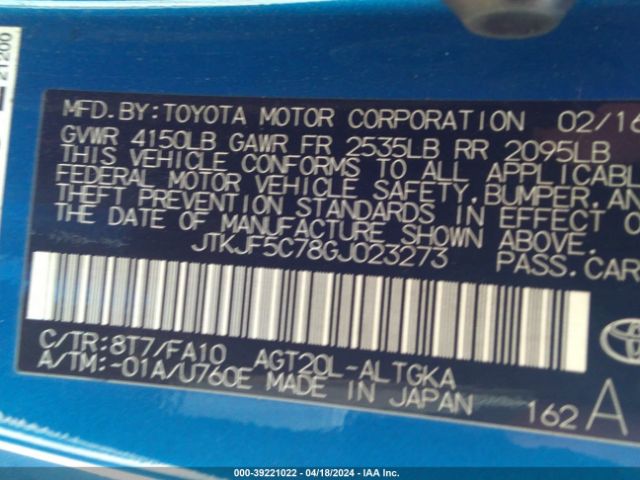 JTKJF5C78GJ023273 Scion TC