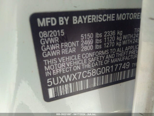 5UXWX7C58G0R17749 BMW X3 Xdrive35i