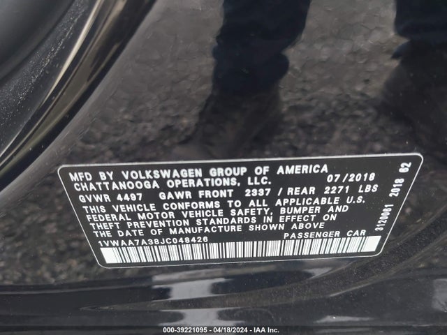 1VWAA7A38JC048426 Volkswagen Passat 2.0t R-line/2.0t S