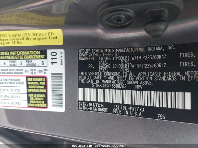 Toyota Sienna Le 8 Passenger 2015 5TDKK3DC7FS588283 Image 9