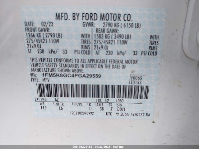 Ford Explorer St 2023 1FM5K8GC4PGA29559 Image 9