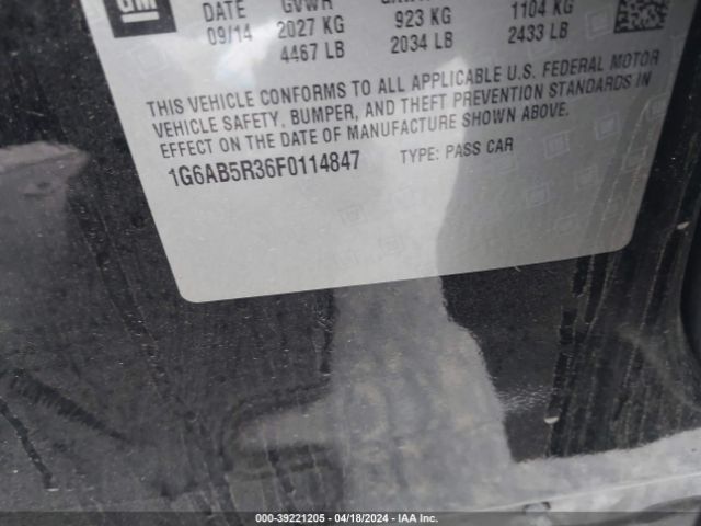 1G6AB5R36F0114847 Cadillac ATS LUXURY