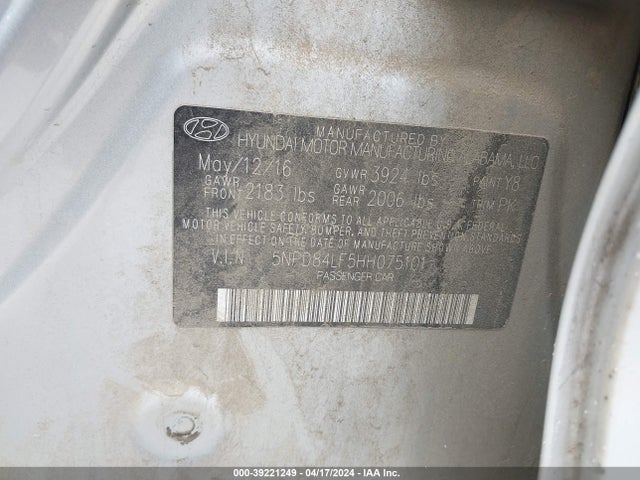 Hyundai ELANTRA SE 2017 5NPD84LF5HH075101 Image 9