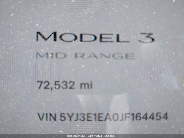 5YJ3E1EA0JF164454 Tesla Model 3 Long Range/mid Range