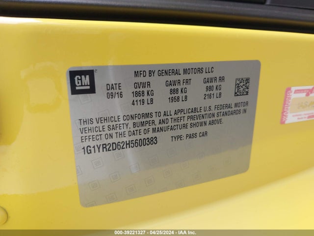 Chevrolet Corvette Z06 2017 1G1YR2D62H5600383 Image 9