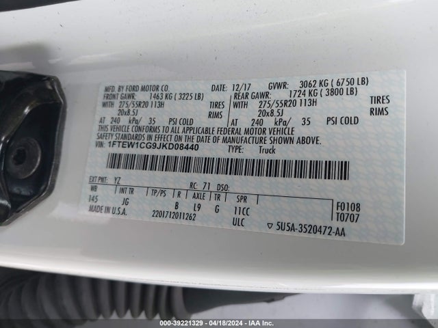 Ford F-150 Xl 2018 1FTEW1CG9JKD08440 Image 9
