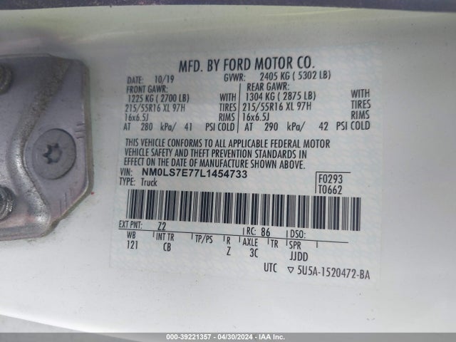 Ford Transit Connect Xl 2020 NM0LS7E77L1454733 Image 9