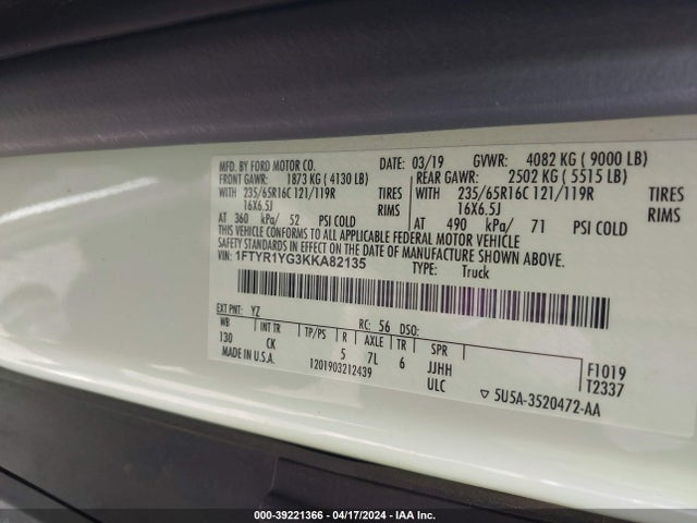 Ford Transit-250 2019 1FTYR1YG3KKA82135 Image 9