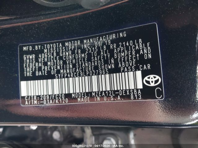 5YFP4RCE9LP027965 Toyota COROLLA SE