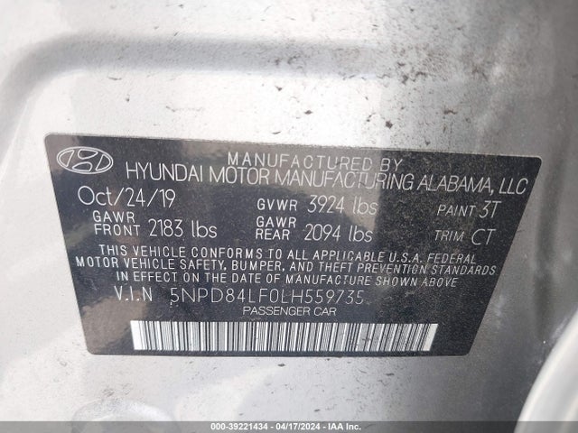 Hyundai ELANTRA SEL 2020 5NPD84LF0LH559735 Image 9
