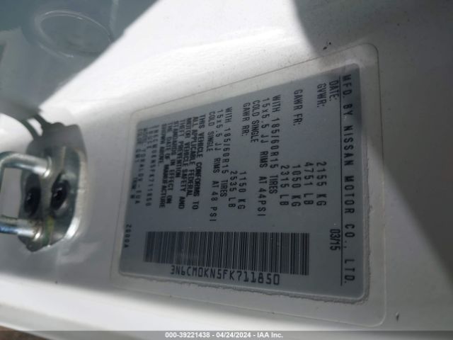 3N6CM0KN5FK711850 Nissan Nv200 S
