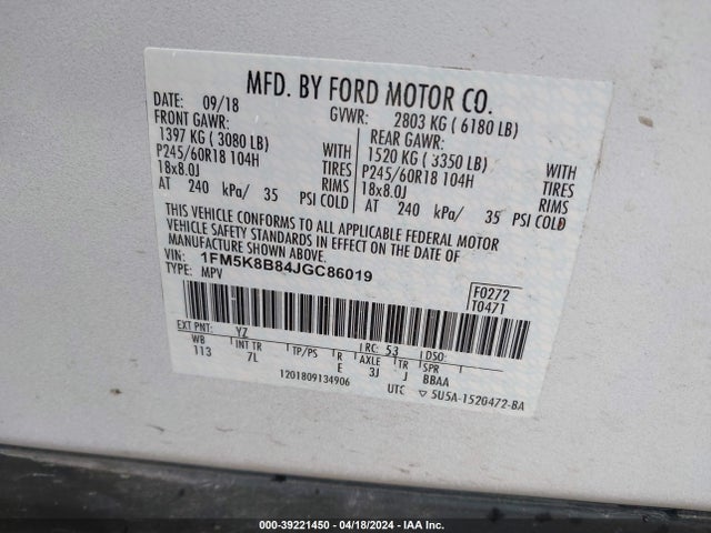 Ford Explorer 2018 1FM5K8B84JGC86019 Image 9