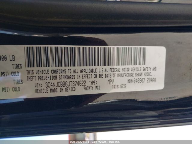3C4NJCBB6JT374622 Jeep Compass Latitude Fwd
