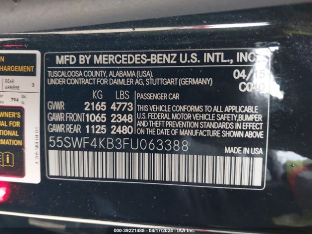 55SWF4KB3FU063388 Mercedes-Benz C 300 4matic/luxury 4matic/sport 4matic