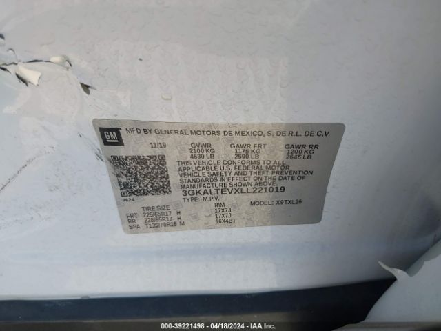 3GKALTEVXLL221019 GMC Terrain Awd Sle