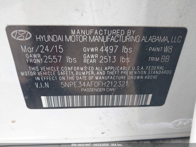 Hyundai Sonata Sport 2015 5NPE34AF0FH212321 Image 9