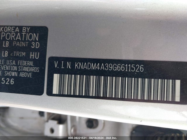 KIA RIO LX 2016 KNADM4A39G6611526 Image 9