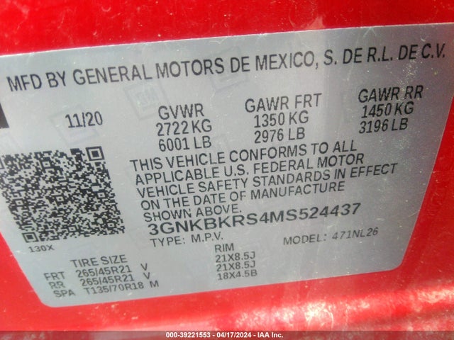Chevrolet Blazer Awd Rs 2021 3GNKBKRS4MS524437 Image 9