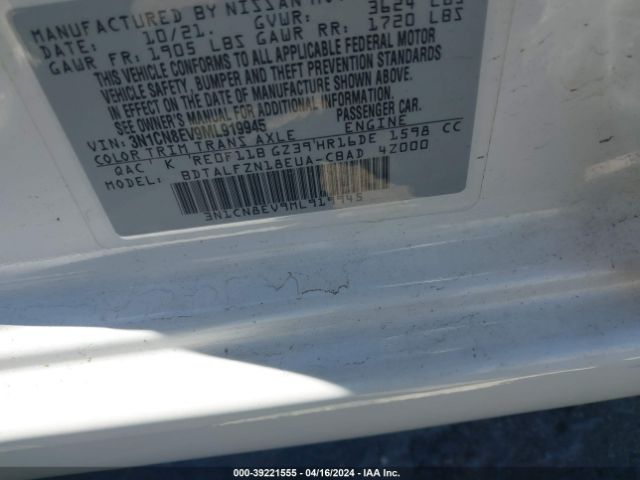 3N1CN8EV9ML919945 Nissan Versa Sv Xtronic Cvt