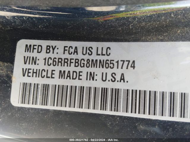 1C6RRFBG8MN651774 RAM 1500 Big Horn Quad Cab 4x4 6'4 Box