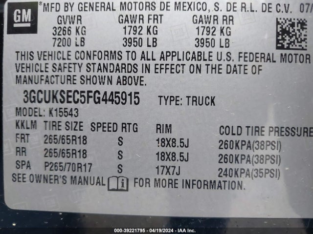 Chevrolet Silverado 1500 2lz 2015 3GCUKSEC5FG445915 Image 9