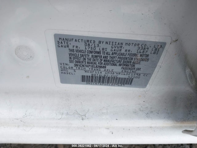 Nissan Versa 1.6 Sv 2014 3N1CN7AP1EL829689 Image 9