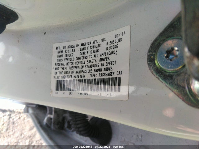 Honda Accord Ex-l 2017 1HGCR2F81HA184884 Image 9