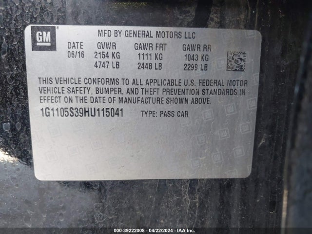Chevrolet IMPALA 1LT 2017 1G1105S39HU115041 Image 9