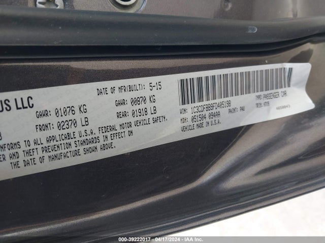 Dodge DART SXT 2015 1C3CDFBB9FD405198 Image 9