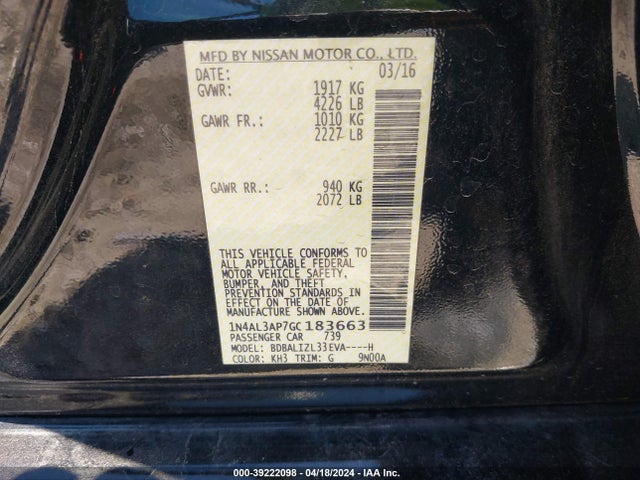 Nissan Altima 2.5 Sv 2016 1N4AL3AP7GC183663 Image 9