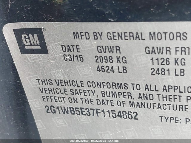 Chevrolet Impala Limited Lt 2015 2G1WB5E37F1154862 Image 9