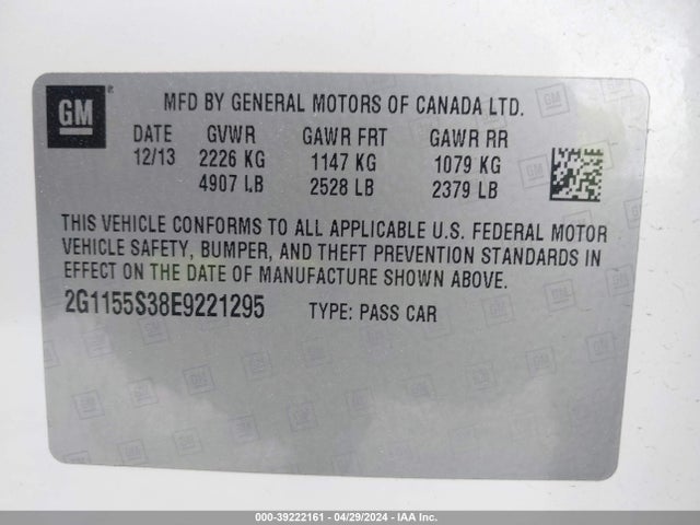 Chevrolet IMPALA 2LZ 2014 2G1155S38E9221295 Image 9