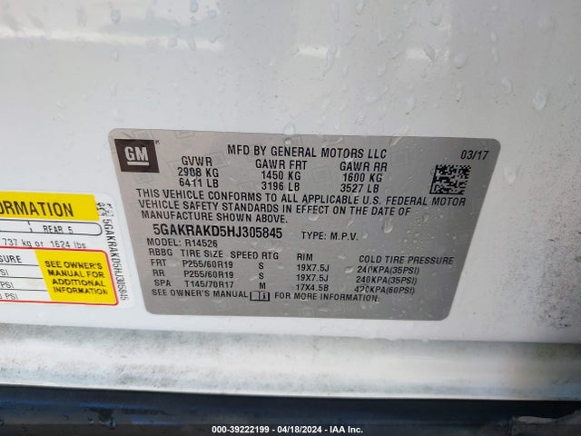 5GAKRAKD5HJ305845 Buick Enclave Convenience