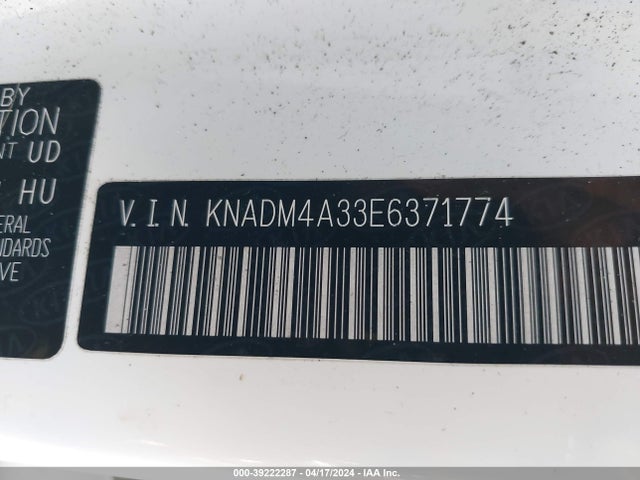 KIA RIO LX 2014 KNADM4A33E6371774 Image 9