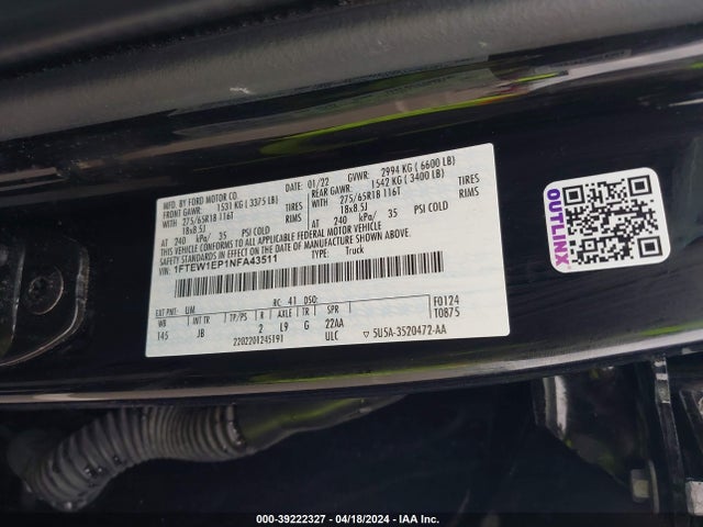 Ford F-150 Xl 2022 1FTEW1EP1NFA43511 Image 9