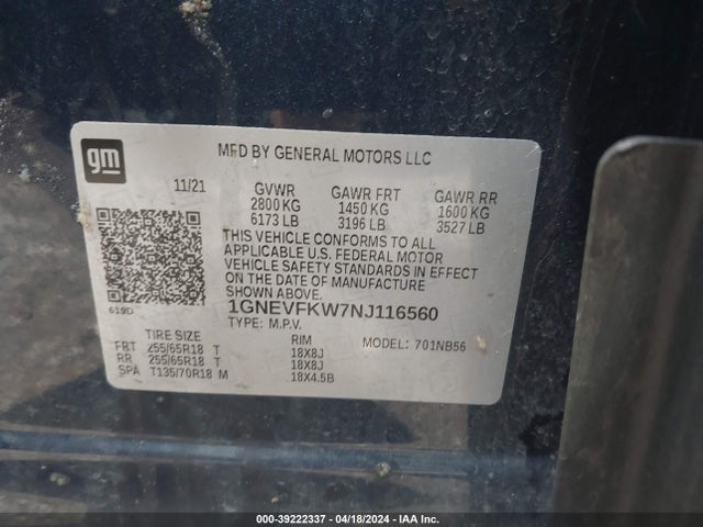 Chevrolet Traverse Awd Ls 2022 1GNEVFKW7NJ116560 Image 9