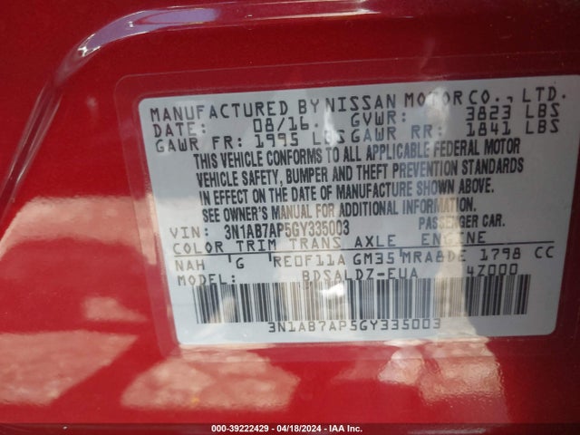 Nissan SENTRA SV 2016 3N1AB7AP5GY335003 Image 9