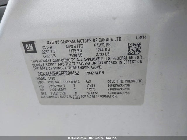 GMC Terrain Sle-1 2014 2GKALMEK0E6304462 Image 9