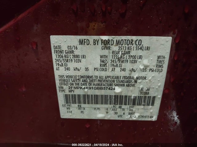 Ford Edge Titanium 2016 2FMPK4K91GBB57424 Image 9